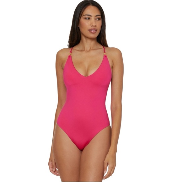 Trina Turk Monaco Twist Back One-Piece Pink Swimsuit NWT, Size 14 - Picture 1 of 6